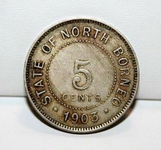 1903 British North Borneo 5 Five Cents Coin Km 5