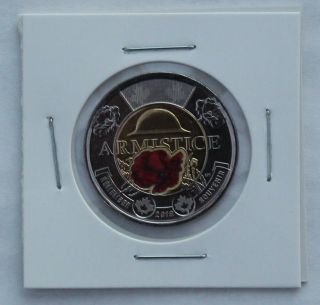 2018 Canada Two Dollar Coin Toonie $2; Armistice; Red Coloured Poppy; Unc