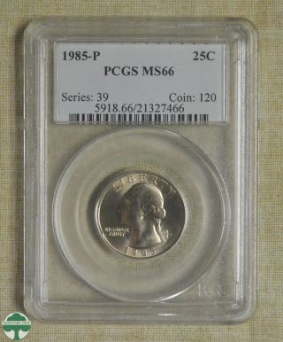 1985 - P Washington Quarter - Pcgs Certified - Ms66 - Series: 39 - Coin: 120