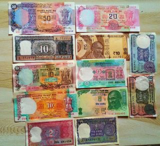 Set Of 12 Indian Bank Note,  Varried Number Note Will Be Given,  Stock Pic