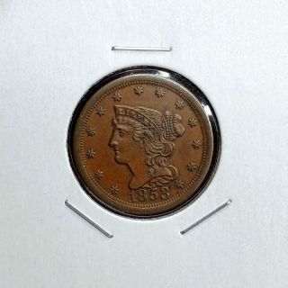 1853 Braided Hair Half Cent - Uncirculated /au - Great Looking Piece - Tough