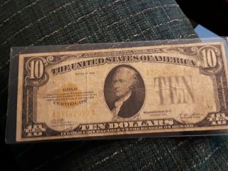 Series 1928 Ten Dollars $10 Gold Certificate Note |