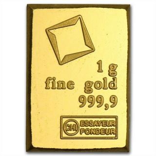1 Gram Valcambi Suisse 999.  9 Fine Gold Bar