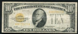Fr.  2400 1928 $10 Ten Dollars Gold Certificate Currency Note