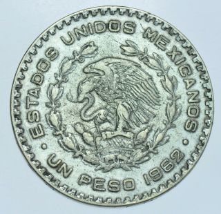 Mexico Republic Peso,  1962 Mexico City Silver Coin Gvf