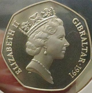 1991 Fifty Pence 50p Gibraltar Coin Christmas Carol Singers Scarce