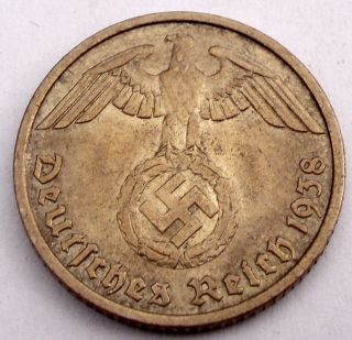 Germany,  Third Reich 10 Reichspfennig 1938 J M4.  2