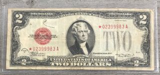 Series 1928 D $2 Two Dollar Legal Tender Star Note Fr - 1505 Ba17