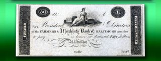 Maryland Farmers & Merchants Bank of Baltimore $50 PMG Gem Unc 66 EPQ 2