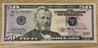 2013 $50 Star Note ✯ Richmond Va Frb Fifty Dollar Bill E5 Me 01709158 ✯ Crisp