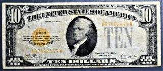 1928 $10 Ten Dollar Bill Gold Certificate Fr 2400 A1173