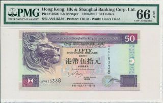 Hong Kong Bank Hong Kong $50 1998 Pmg 66epq