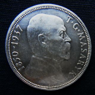 1937 Czechoslovakia Silver Coin 20 Korun Unc Death President Masaryk