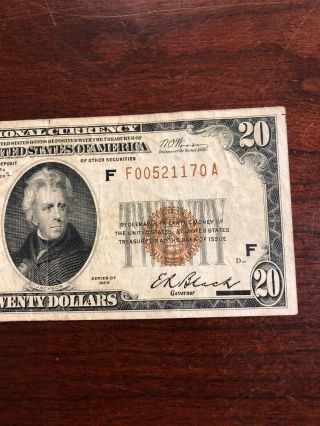 1929 $20 National Bank Note - Federal Reserve Bank Of Atlanta Georgia 4