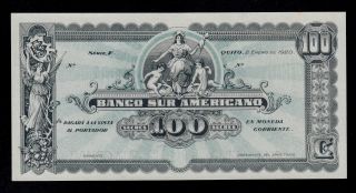 Ecuador Banco Sur Americano 100 Sucres 1920 Pick S254 Unc Less.