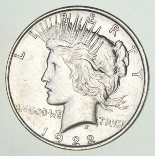 Choice Au/unc 1922 - D Peace Silver Dollar - 90 Silver 449