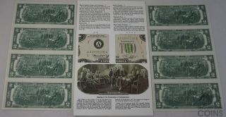 Set of 3 - 1976 United States $2 Uncut Sheet of 4 Notes - Replacement Star Notes 2