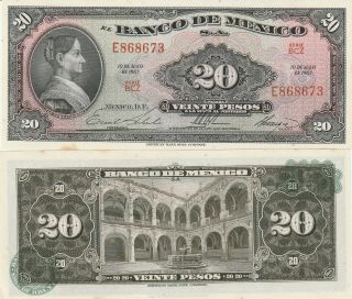 Mexico: $20 Pesos La Corregidora May 10,  1967 El Banco De Mexico Unc.