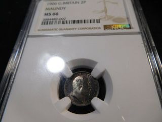 Z15 Great Britain 1906 Maundy 2 Pence Ngc Ms - 66 Toning