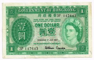 1957 Hong Kong One Dollar Note - P324ab