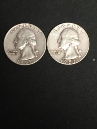 2 1957 - D Washington Silver Quarters