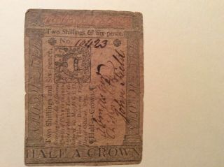 1773 Colonial Currency From Pennsylvania (2 Shillings & 6 Pence) 2