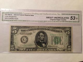 1934 $5 Fr - 1955 - G Federal Reserve Note Chicago District