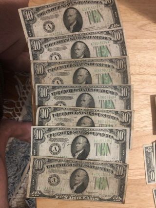 1934 A $10 Dollar Bill.  Federal Reserve Of Boston 7 Of Them