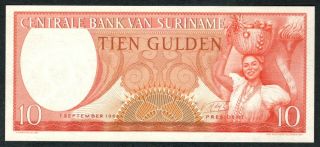 1963 Suriname 10 Gulden Note.  Unc
