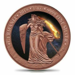 Germania Atlas Of Meteorites - Moldavite Meteorite 5 Mark 1 Oz.  9999 Silver Coin