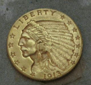 1913 $2 1/2 Indian Gold Coin Ch/gem Bu
