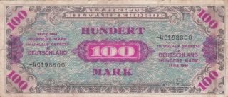 100 Mark Vg - Fine Banknote From Allied Military In Germany 1944 Pick - 197