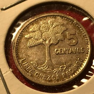 1950 Guatemala Silver 5 Centavos Coin