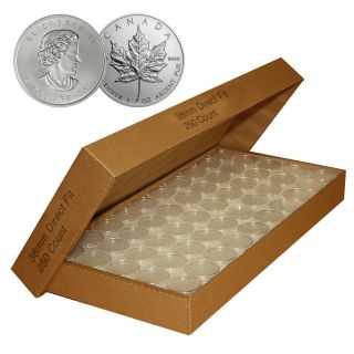 250 Direct - Fit Airtight H38 Coin Capsule Holder For Canadian Maple Leaf 1 Oz