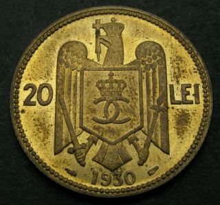Romania 20 Lei 1930 - Nickel/brass - Carol Ii.  - Aunc - 2748