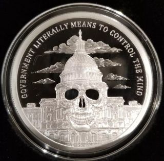 1 Oz.  999 Silver Government Mind Control Proof U.  S.  Capitol Skull Trump Limited