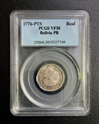 1776 Pts Pr Bolivia Silver 1 Real - Pcgs Vf30 Grade