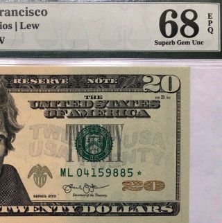 2013 $20 San Francisco Star ⭐️ Frn,  Pmg Gem Uncirculated 68 Epq Banknote