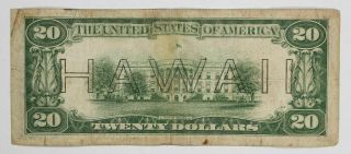 1934 A $20 HAWAII OVERPRINT FEDERAL RESERVE NOTE CIRC F,  /VF (402A) 2