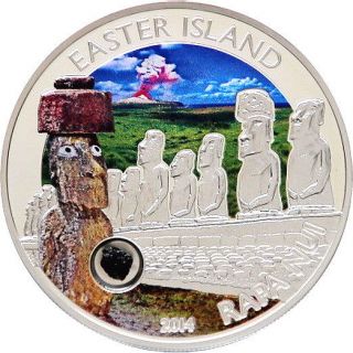 Cook 2014 Easter Island Rapa Nui 5 Dollars Colour Silver Coin,  Proof