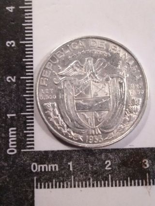 1953 1/2 Balboa Silver Coin Panama Commemorative Low Mintage: 60,  000 Km - 20