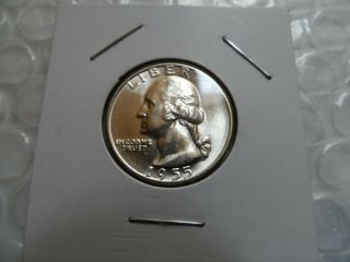 1955 - D Bu Unc Silver Washington Quarter 25c Us Coin