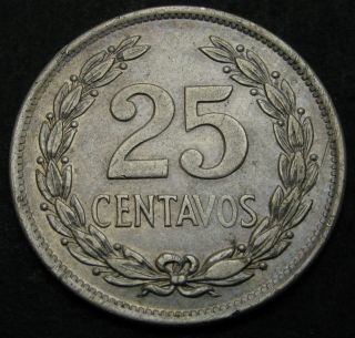 El Salvador 25 Centavos 1943 - Silver - Vf - 2641