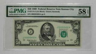 1969 $50 Federal Reserve Note Kansas City Pmg Cert Choice About Unc 58 Epq (402a