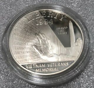 1994 - P $1 Proof Vietnam Veterans Memorial Silver Commemorative