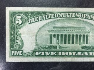 1934 A UNITED STATES $5 DOLLAR SILVER CERTIFICATE NORTH AFRICA NOTE 5