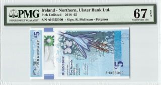 Northern Ireland Bank Of Ireland 2018 Pmg 67 Epq 5 Pounds