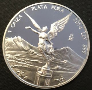 2014 1 Onza/ounce Libertad Liberty Proof Mexico.  999 Silver Coin