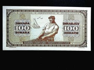 Yugoslavia 1946,  100 Dinara,  Unc,  W/ Horizontal Security Thd Perfect Banknote