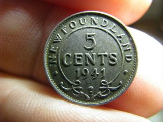 Canada Newfoundland Nfld 1941c 5 Cents Silver Coin